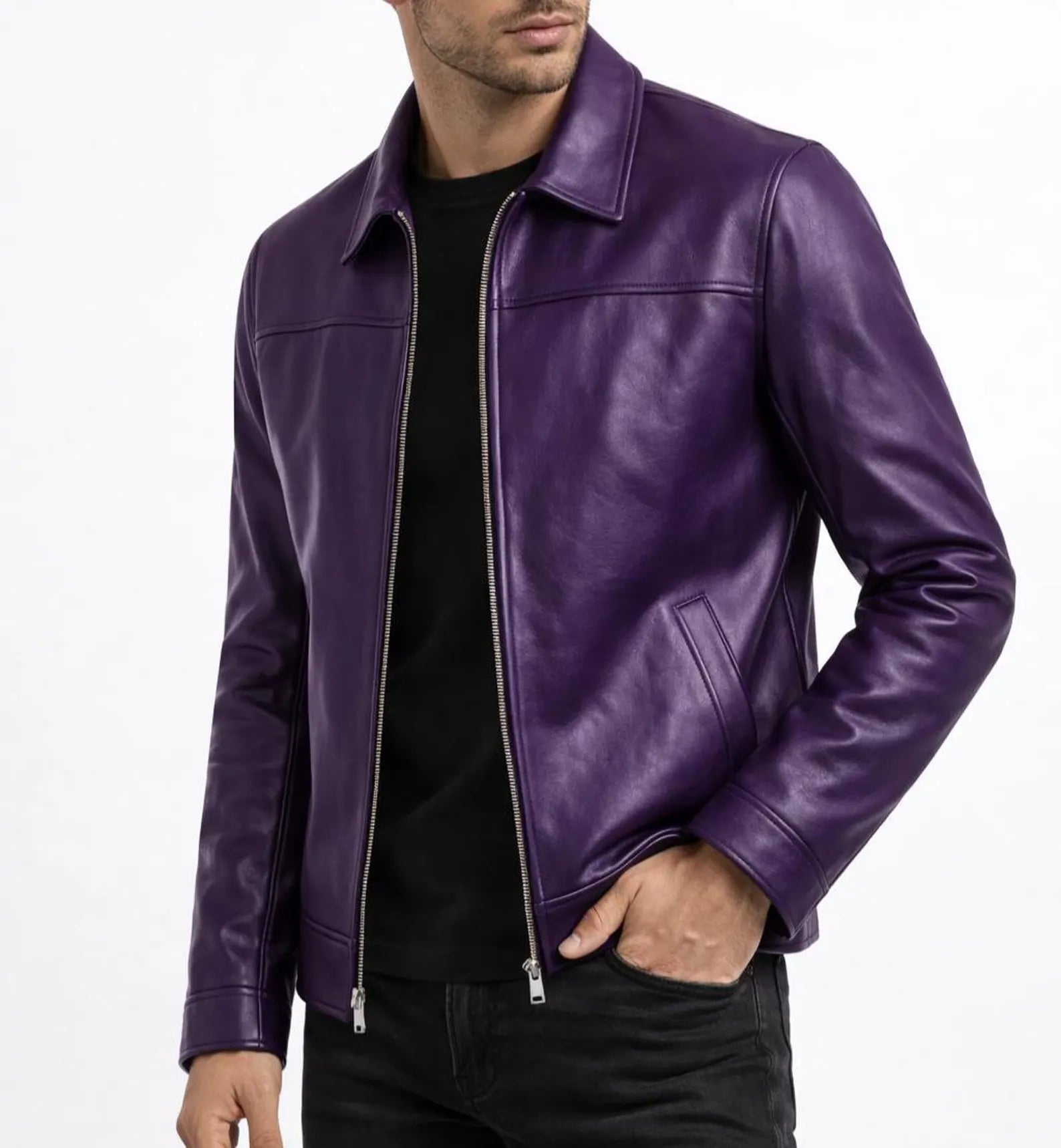 Men's Purple Leather Jacket