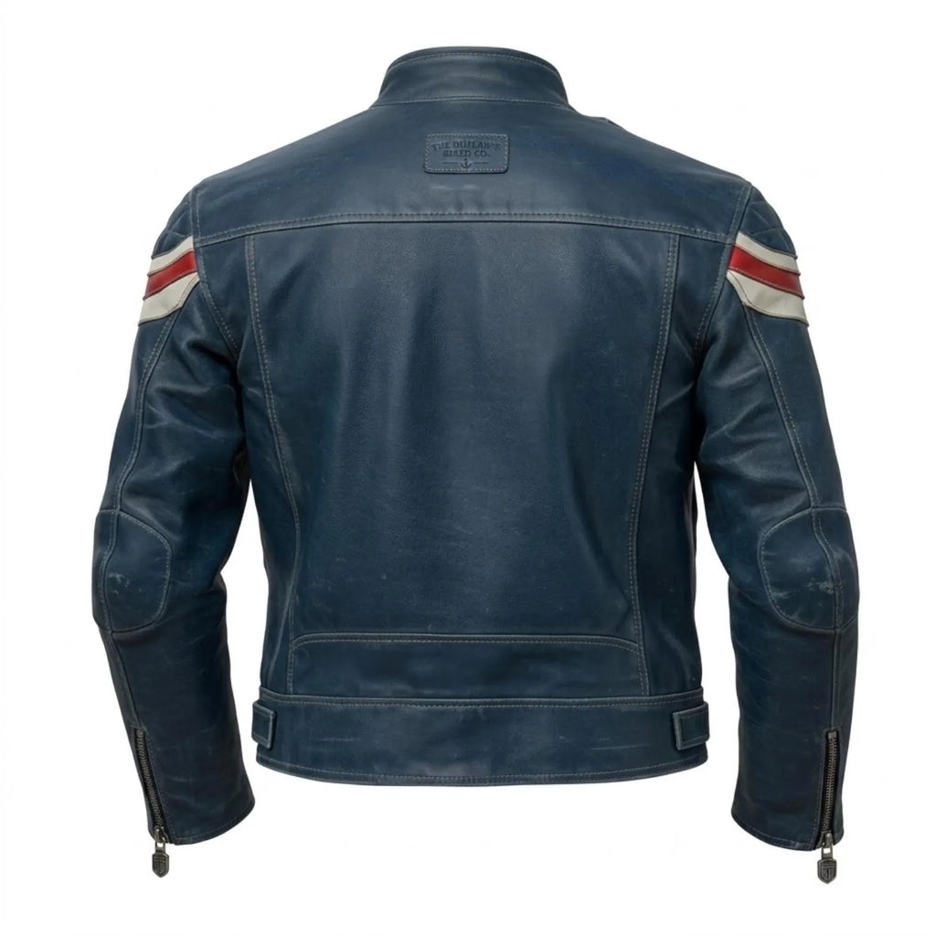 Men's Blue Leather Racing Jacket