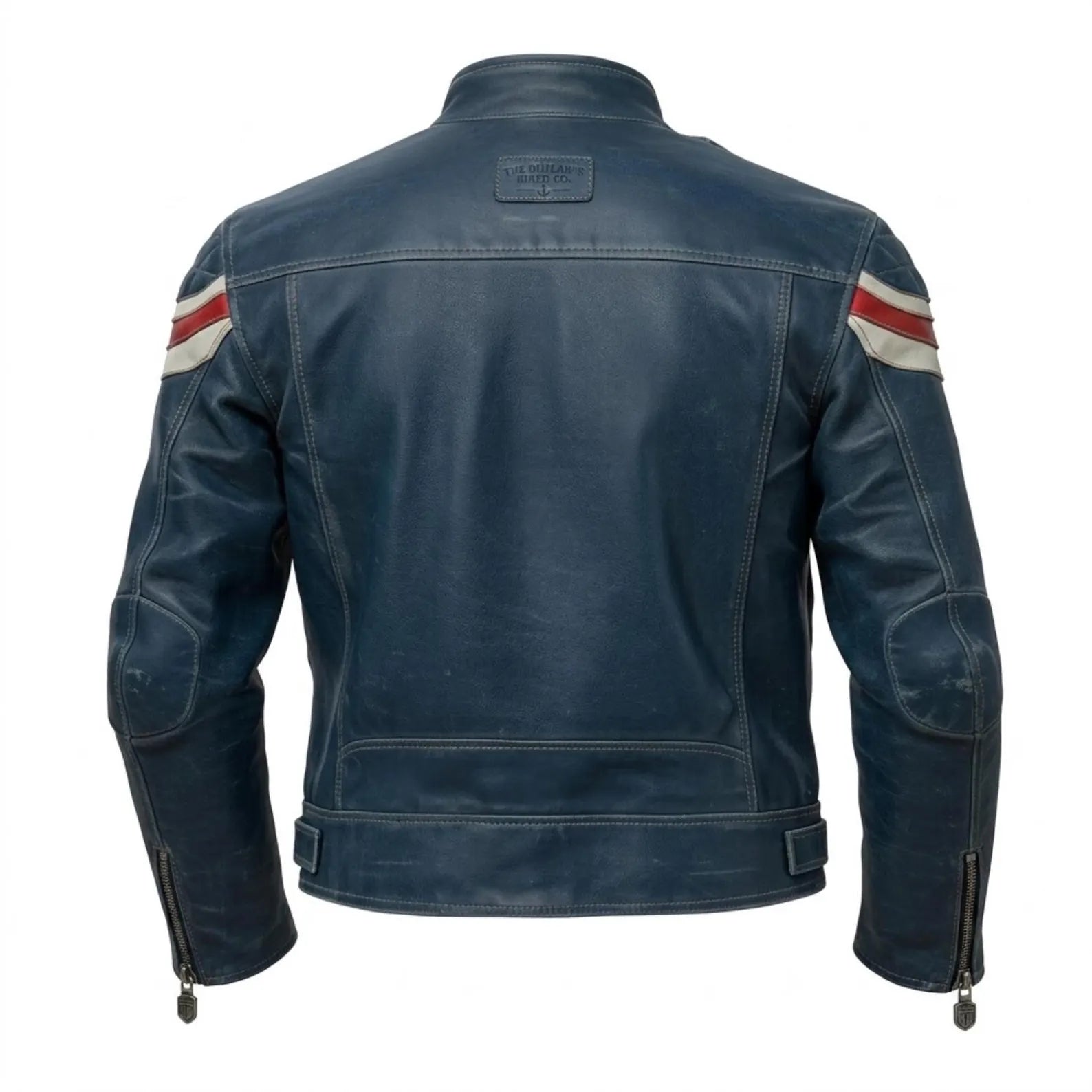 Men's Blue Leather Racing Jacket