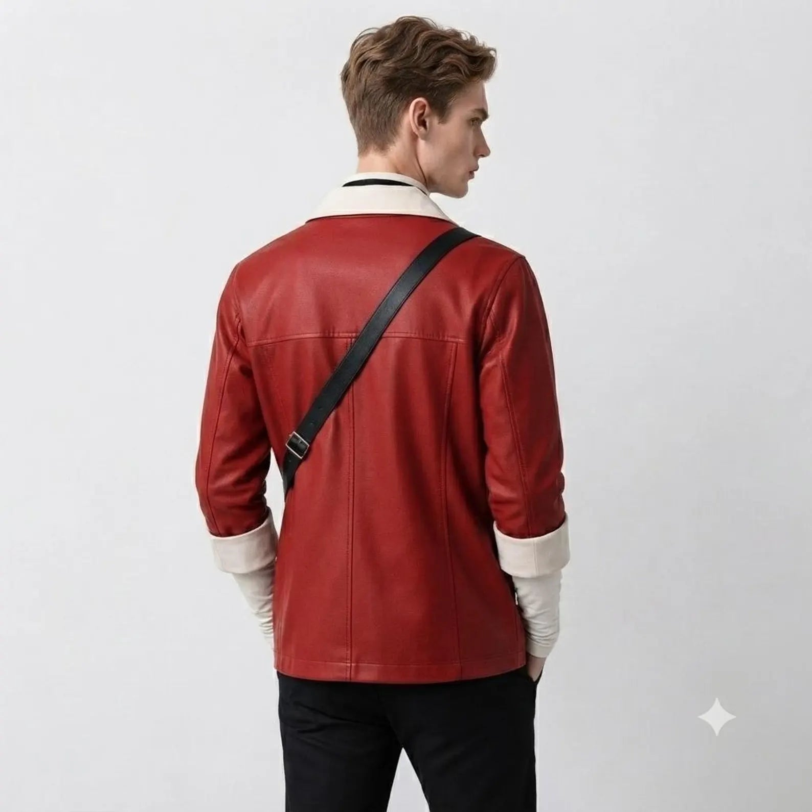 Modern Warrior Jacket for Men, Red Military Style Jacket, Samurai Inspired Jacket, Gothic Streetwear Jacket, Cosplay Fashion Jacket