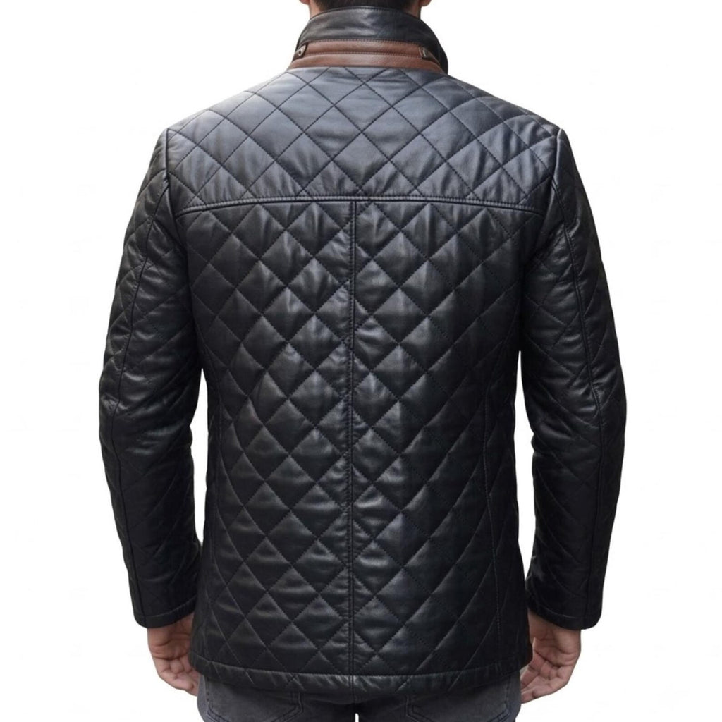 Men's Black Quilted Leather Jacket