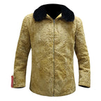 Men's Mustard Brown Persian Lamb Fur Bomber Jacket – Shearling Collar Coat