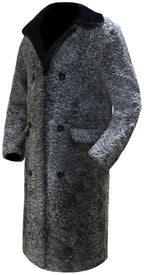 Men's Grey Persian Lamb Fur Coat – Genuine Fur Collar Long Coat | Jasperz