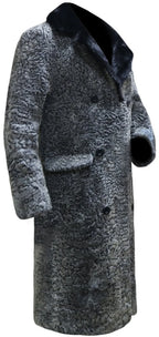 Men's Grey Persian Lamb Fur Coat – Genuine Fur Collar Long Coat | Jasperz