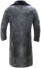Men's Grey Persian Lamb Fur Coat – Genuine Fur Collar Long Coat | Jasperz
