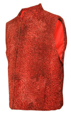 Men's Red Persian Lamb Fur Vest – Genuine Karakul Astrakhan Waistcoat